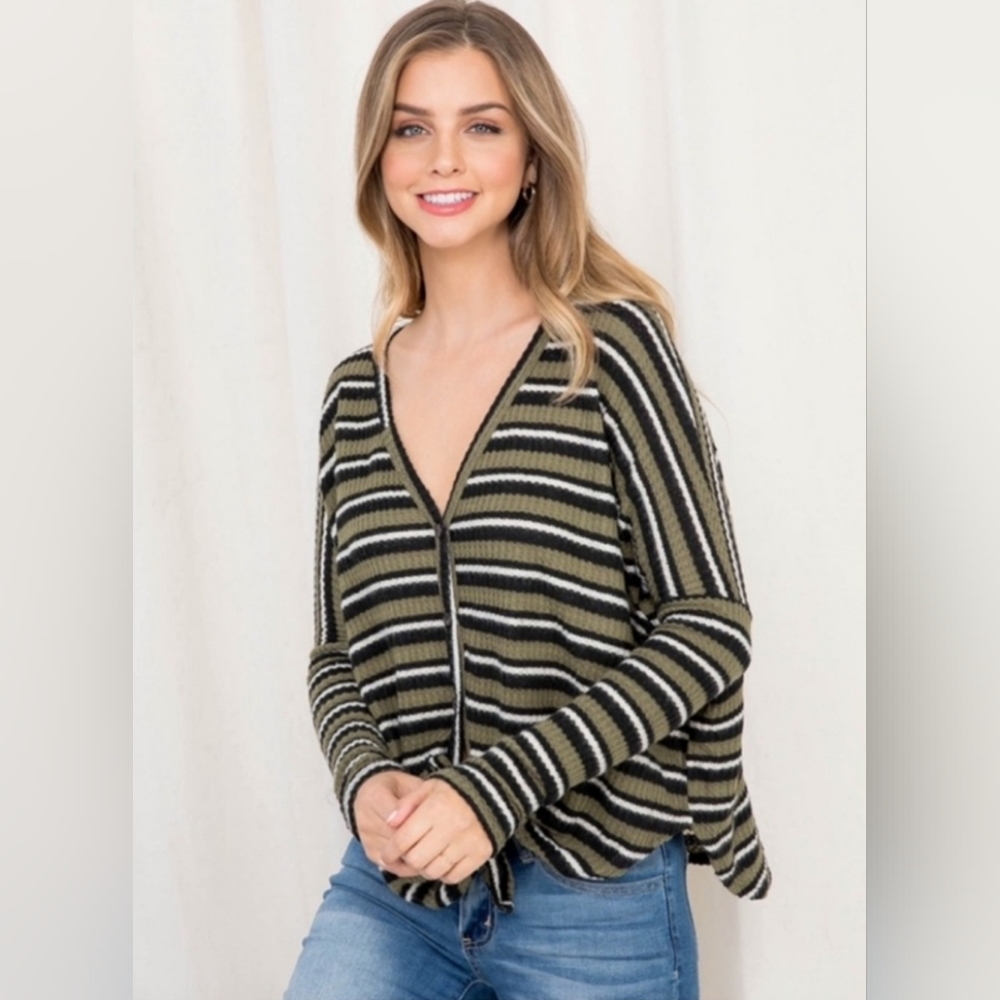 Deep V neck top with knot bow accent